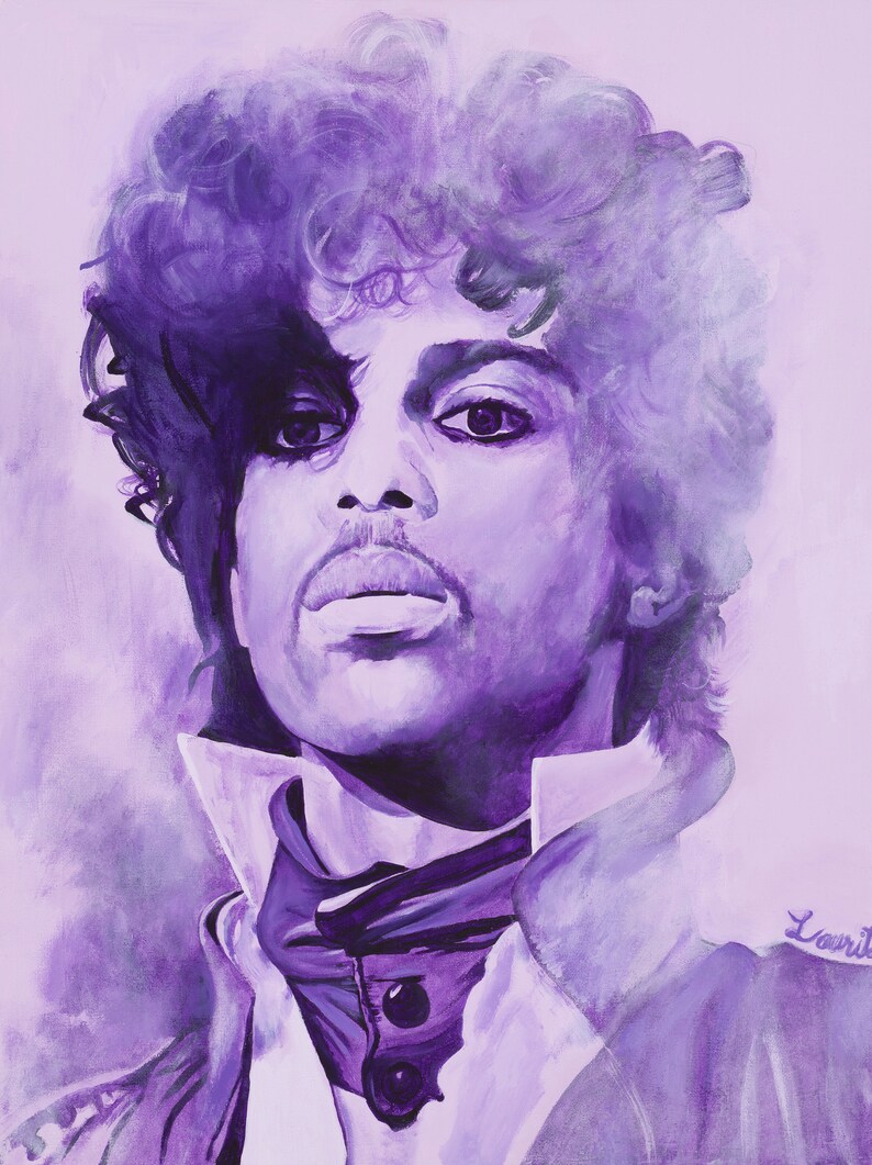 Prince Fan Art Poster Print, Purple Rain Room Décor, Celebrity Pop Art, Musician Fan Art, Prince Painting Wall Art, Art by Laurita image 1
