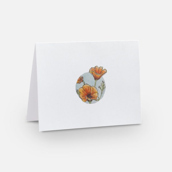 Poppy Watercolor Card | blank card | 4x5.5