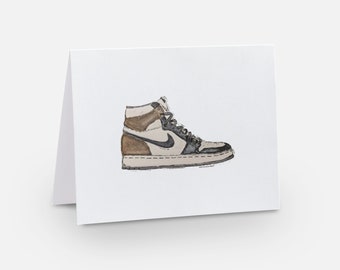 Mocha Sneaker Greeting Card | blank card | 4x5.5 | watercolor