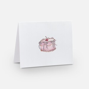 bolo cor-de-rosa cartão comemorativo | cartão 4x5.5 vazio | Aquarela