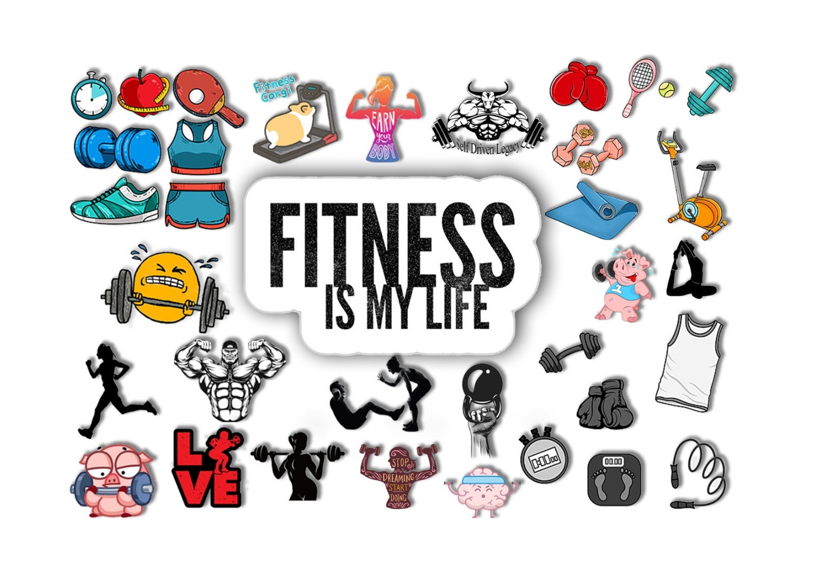FITNESS STICKERS Digital Planner Clip Art Goodnotes Etsy