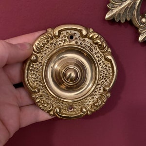 Art Nouveau messing deurbelplaat met belknop