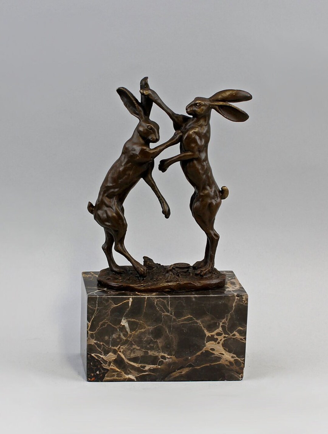 Bronze Sculpture Two Rabbits Boxing Rabbit Bronze Figure - Etsy