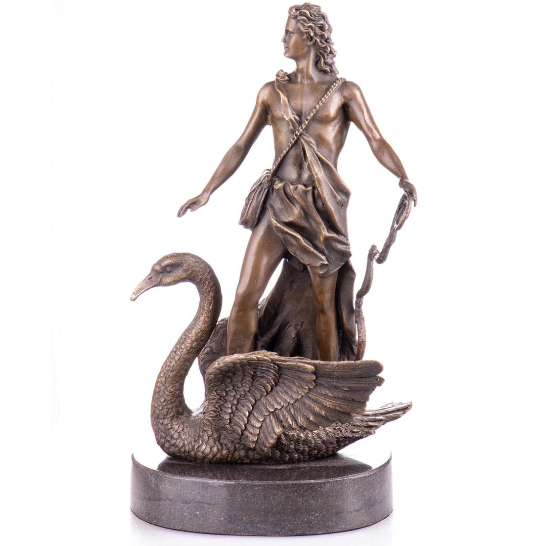 Bronze Figure Mythology Bronze Sculpture Apollo on Swan - Etsy
