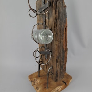 Wine Rack Antique Wood Wine Holder 3-Bottle Cage Wine Rack