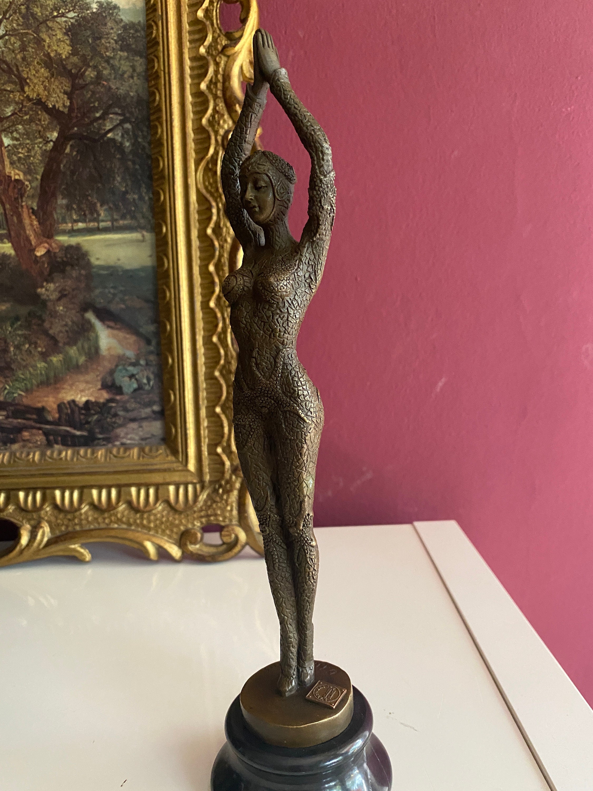 ブロンズ像　神　D.H. CHIPARUS DANCER　アールデコ　彫刻家 SIGNED D.H. Chiparus 100% Real bronze statue art deco dancer