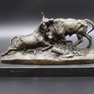 Bronze Figure Statue Fighting Bulls Sculpture Bull