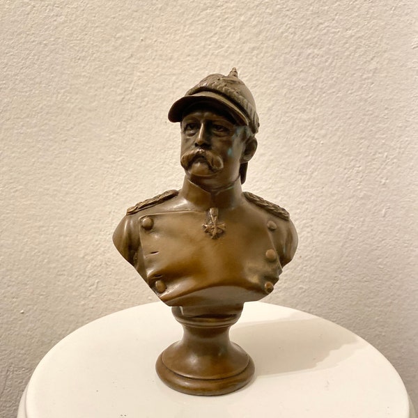 Vintage Bronzefigur Büste  von Bismarck Büste General  FIELD MARSHAL PORTRAIT