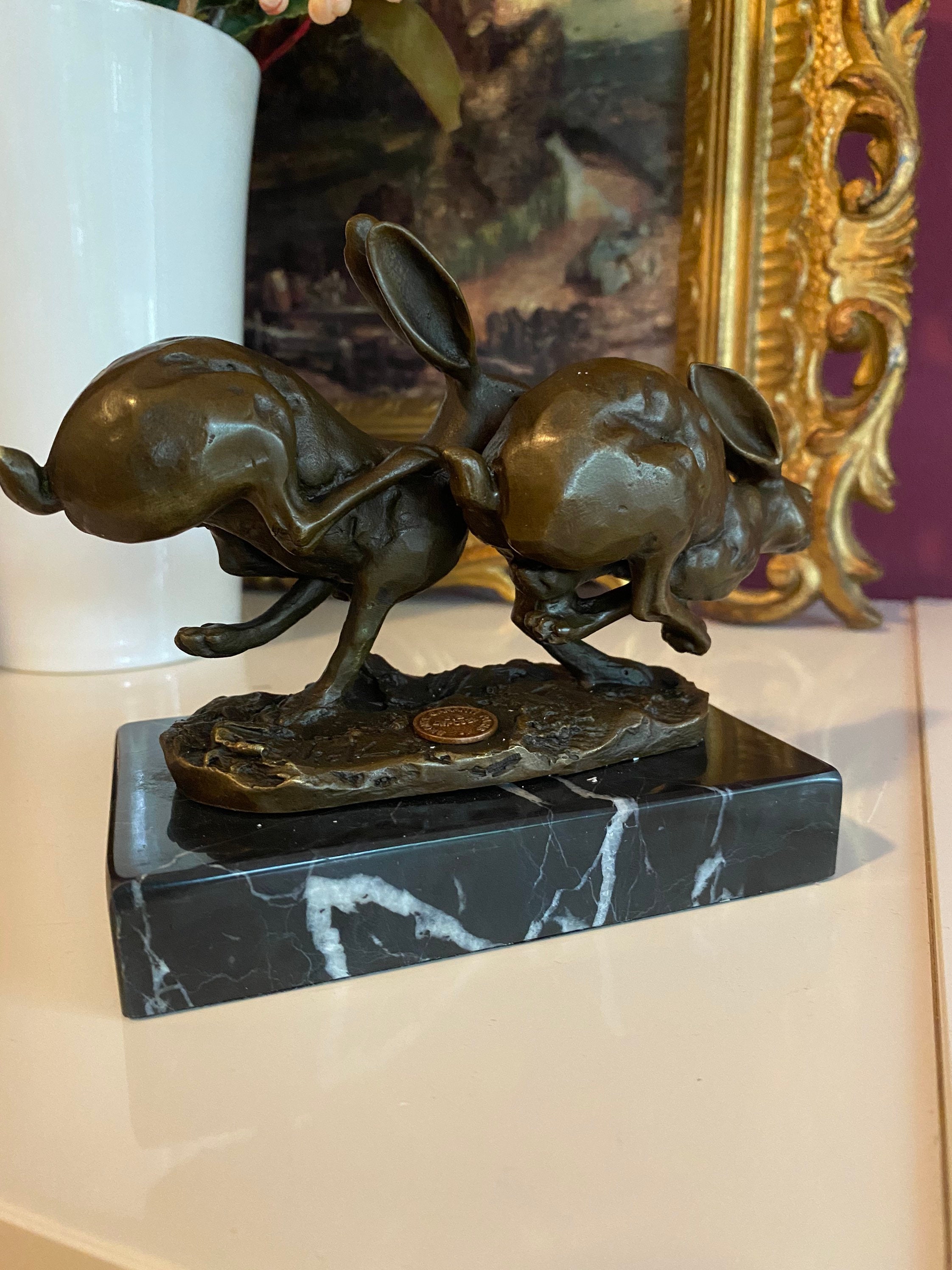 Bronze Sculpture Rabbits Bronze - Etsy