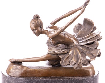 Vintage bronze sculpture -Dancer Ballerina on marble pedestal- Ballet dancer