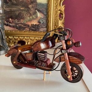 Vinatge Retro Wood Motorcycle Model, Vintage Wooden Motorcycle Classic, Handmade Model Motorcycle, Collector Moto