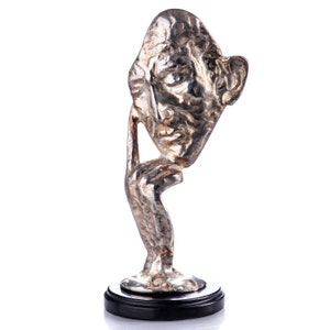 Sculpture bronze thinker mask