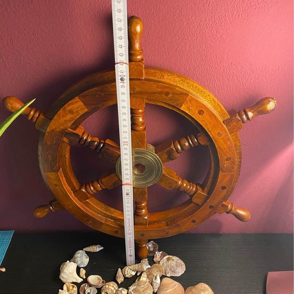 Ship steering wheel wood brass D46cm