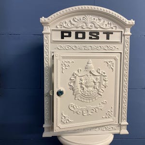 Vintage mailbox- white -wall mailbox -country house style postbox letter box