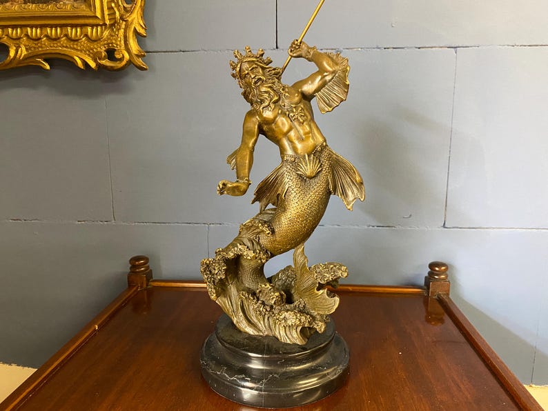 Bronze Sculpture of the Roman God Neptune With Trident Mythology After ...