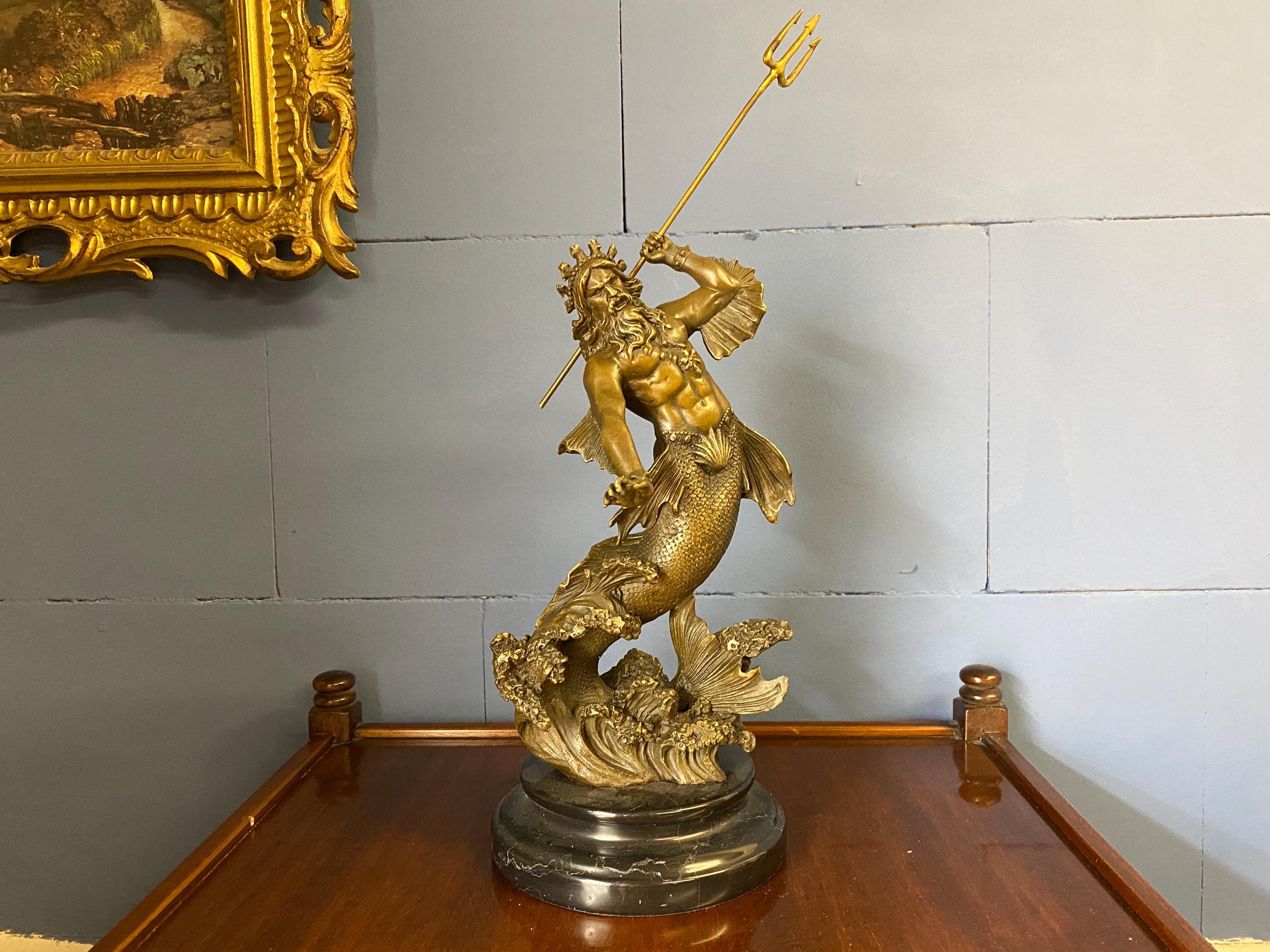 Bronze Sculpture of the Roman God Neptune With Trident Mythology After ...