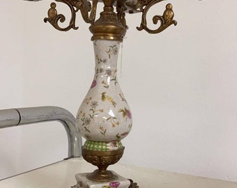 Candlestick porcelain with bronze in Art Nouveau style