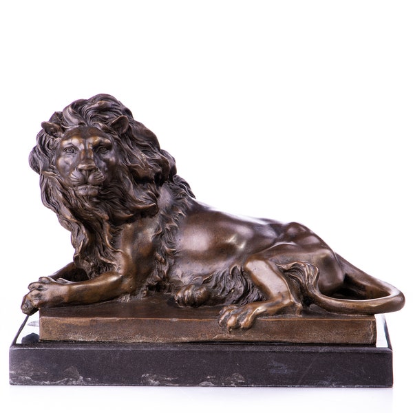 Bronze Figure Lion- Lion Statue Sculpture Noble Antique Style