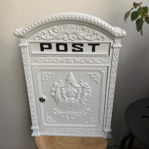 Vintage mailbox- white -wall mailbox -country house style postbox letter box