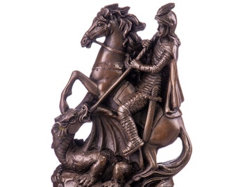 Vintage bronze figure of St. George the dragon slayer