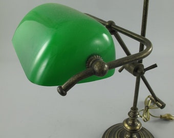 Table lamp Banker lamp Art Nouveau desk lamp antique brass burnished glass green H.50 cm