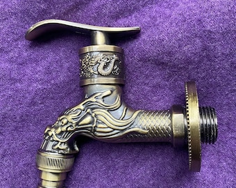 Vintage Faucet, Dragon Carved 1/2 Faucet