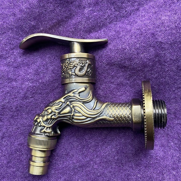 Vintage Faucet, Dragon Carved 1/2 Faucet