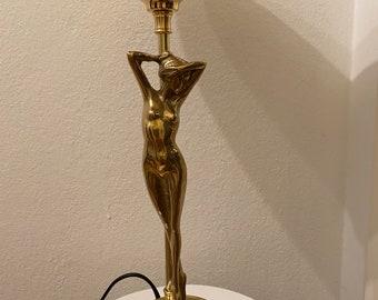 antieke tafellamp Art Nouveau vloerlamp FRAU GH.8 cm messing zonder kap H.36 cm