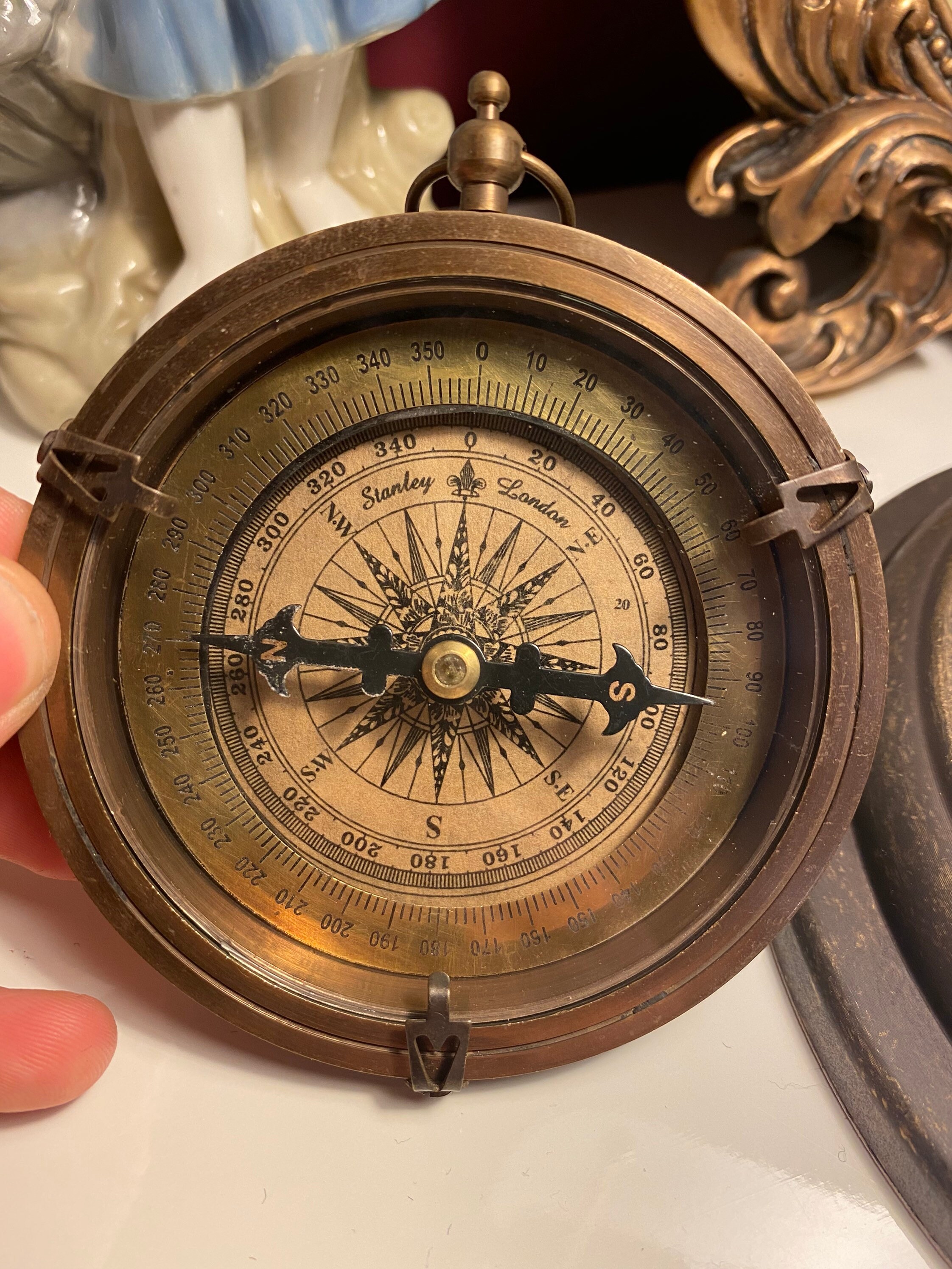 Bussola Meridiana In Ottone Massiccio - Vintage Nautico, Completamente Funzionante, Realizzata A Mano, Dimensioni 7.6 Cm