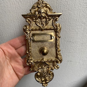 Solid brass bell plate antique style bell button antique style 18 cm x 7.5 cm