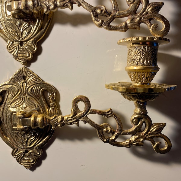 Vintage 2 set / piano candlestick brass Art Nouveau L. 17 x 13 cm