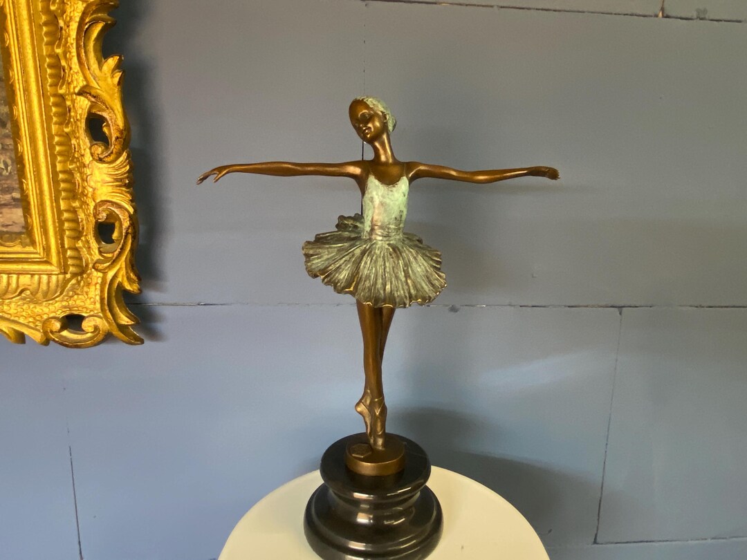 Vintage Bronze Sculpture Ballerina Art Deco on a Marble Base After Milo ...