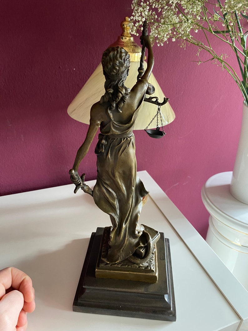 Bronze Marble Justitia Statue Goddess Antique Justizia Etsy