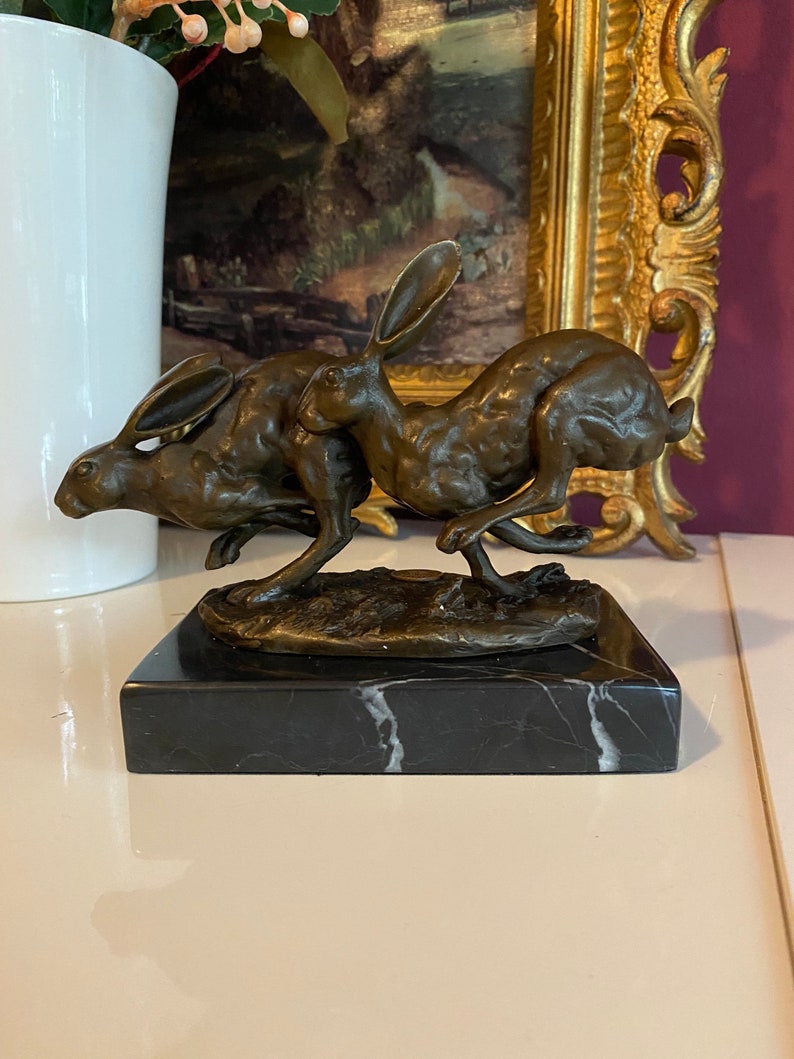 Bronze Sculpture Rabbits Bronze - Etsy