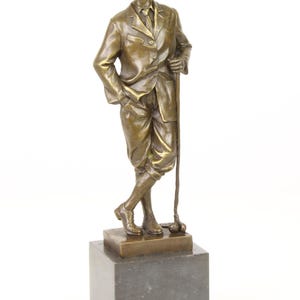 Vintage bronze sculpture golfer bronze figure statue