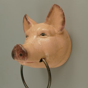 Vintage Wall Decoration Pig's Head with Holder