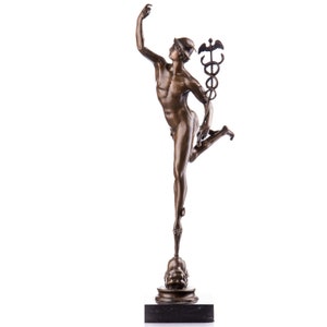 Figura in bronzo vintage di Hermes - Giambologna - Leggenda greca