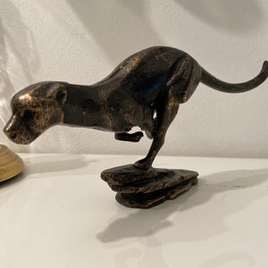 Escultura de pantera de ferro vintage, figura de ferro fundido, estátua