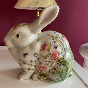 Porcelain Bunny Craquele Sculpture Figure Easter Bunny Rabbit Art Nouveau Antique Style