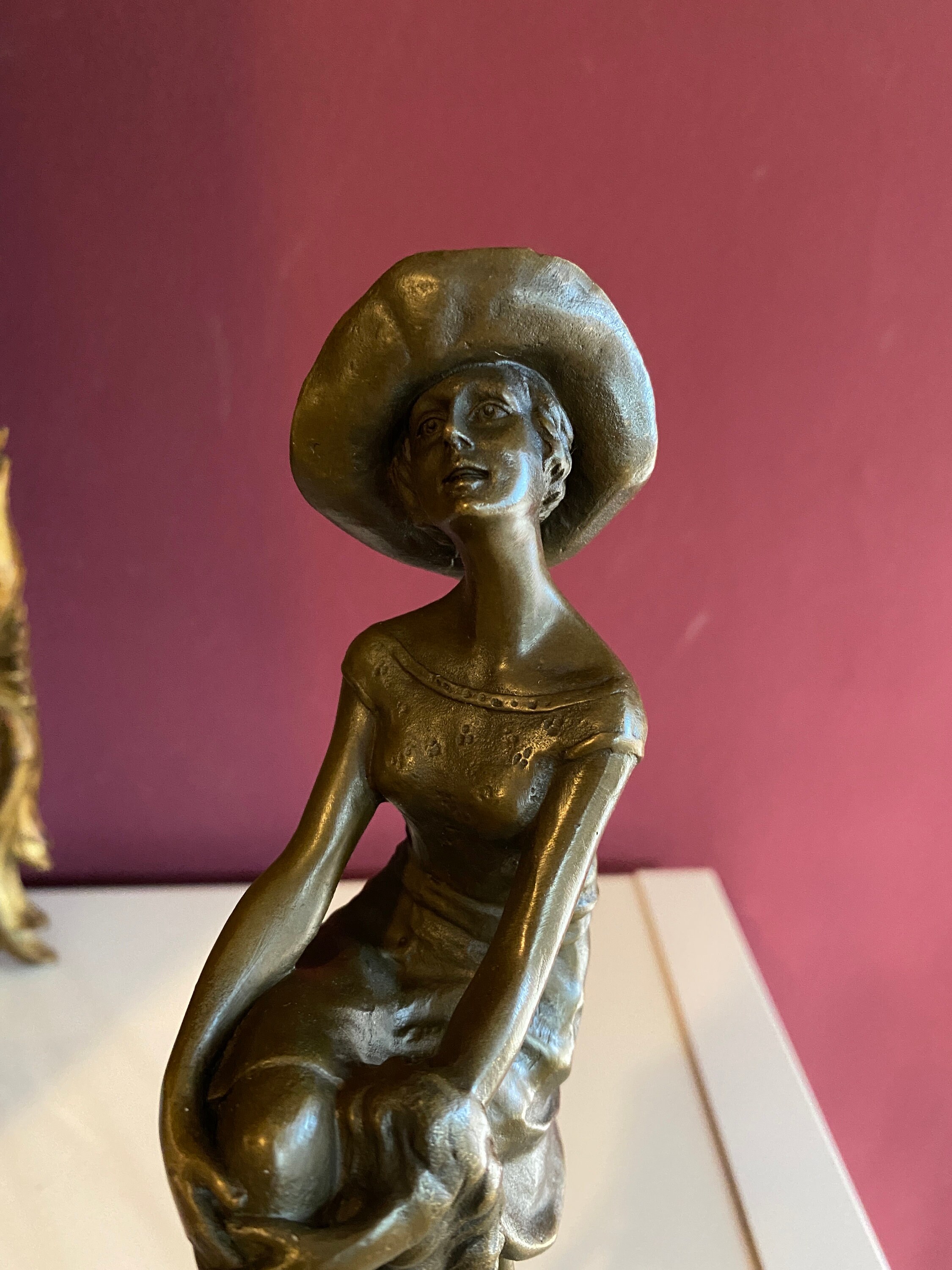 Vintage Bronze Figure Chiparus Art Deco Statue Lady on Bar Vintage Bronze Figure Chiparus Art Deco Statue Lady on Bar
