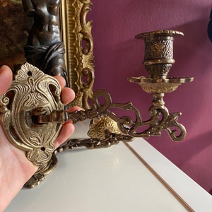 Vintage 2 set / Piano Candlestick Brass Burnished Art Nouveau L.17 x 13 cm