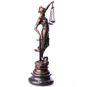 Bronze Marble Justitia Statue Goddess Ancient Justice Sculpture