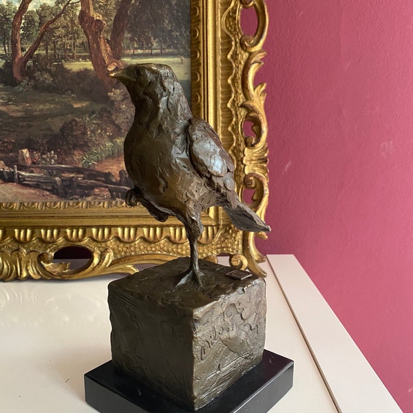 Vintage Bronzeskulptur Bronze Vogel Signiert Milo