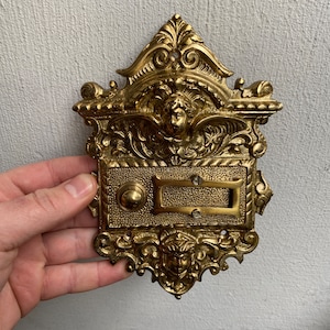 Doorbell door bell plate brass antique