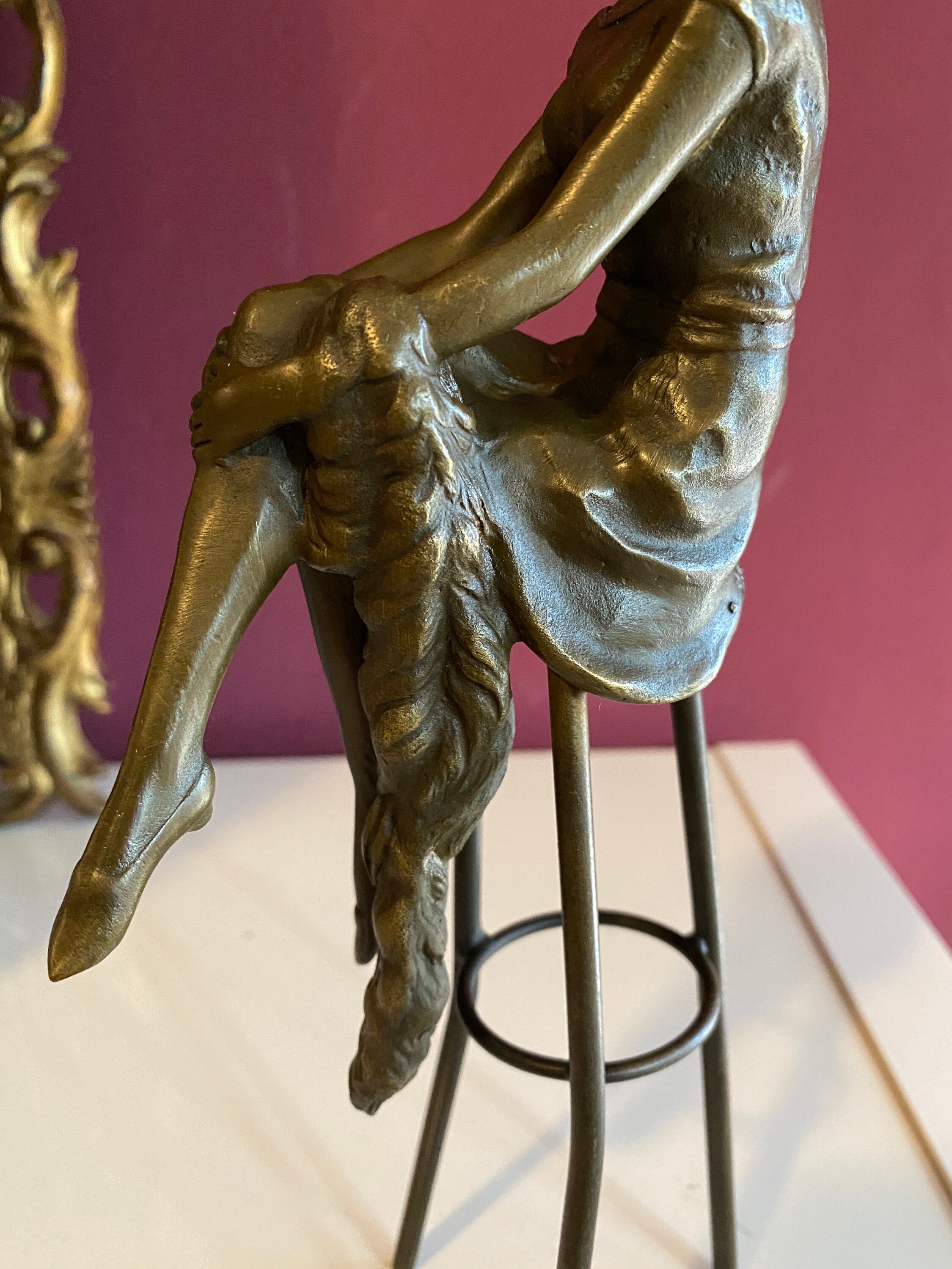 Vintage Bronze Figure Chiparus Art Deco Statue Lady on Bar Vintage Bronze Figure Chiparus Art Deco Statue Lady on Bar