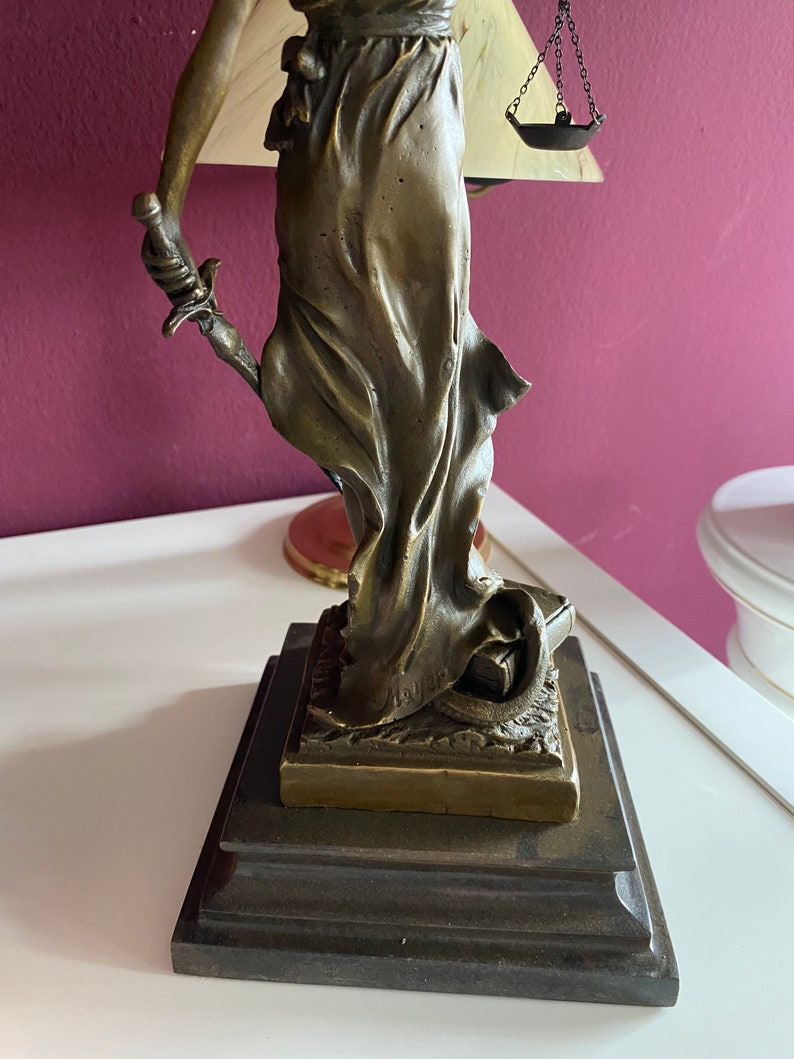 Bronze Marble Justitia Statue Goddess Antique Justizia Etsy