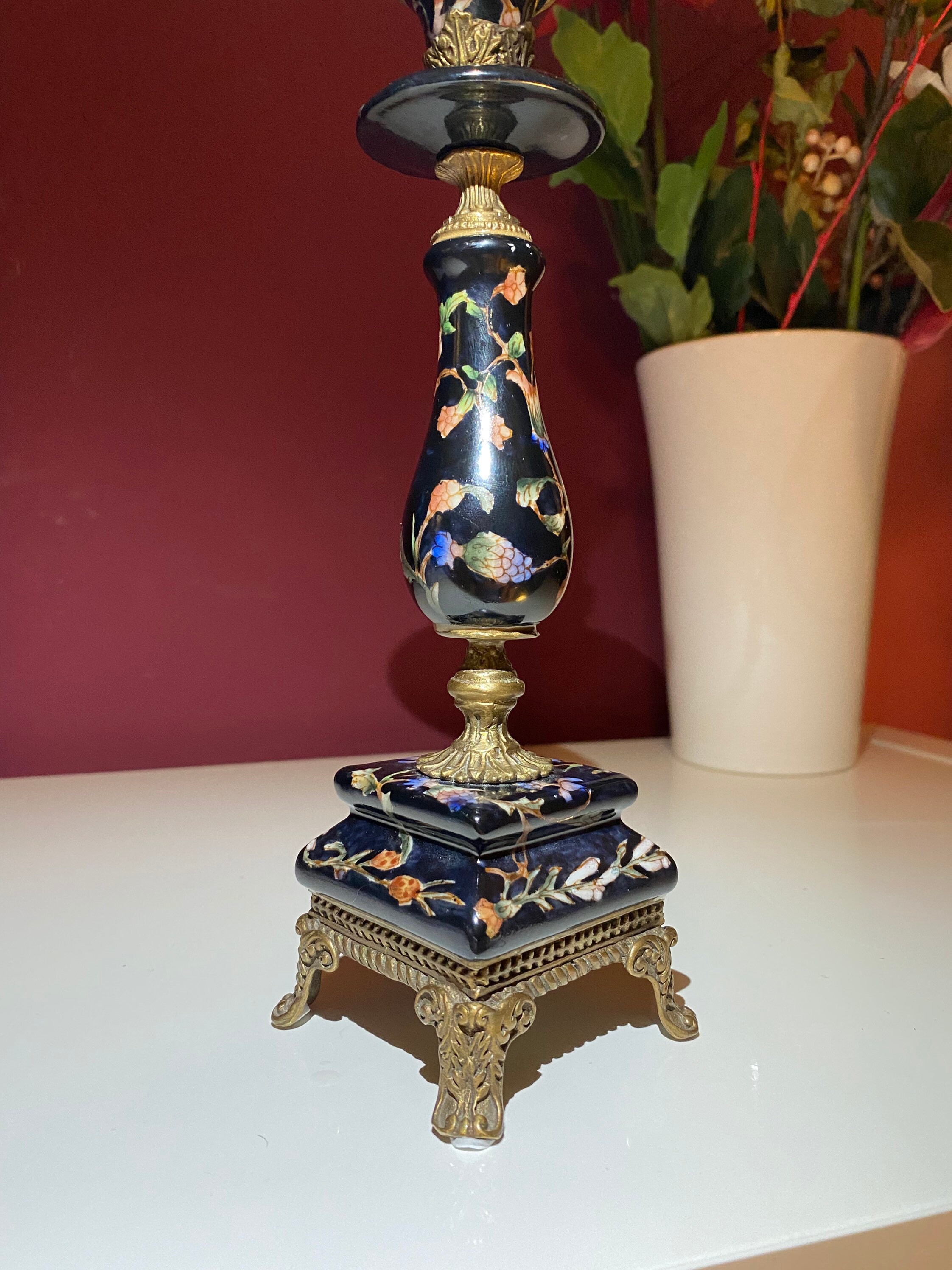 Luxus Kerzenleuchter Porzellan Bronze Kerzenhalter Kerzenständer Antik Edel NEU 