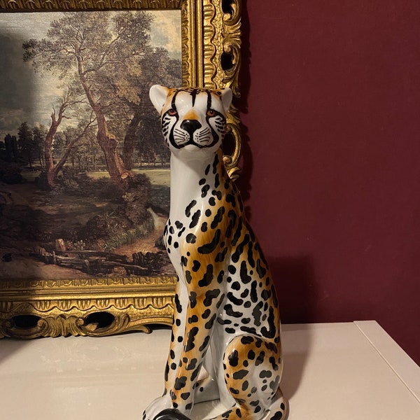 Vintage leopard porcelain figurine