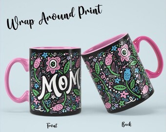Teal Coffee Mug With Mamma Bird Design - 18oz Ceramic Novelty Mug