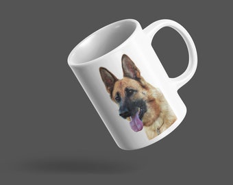 German Shepherd Coffee Mugs.  Beautiful, White, Premium Quality Gift Idea for Dog Lovers.